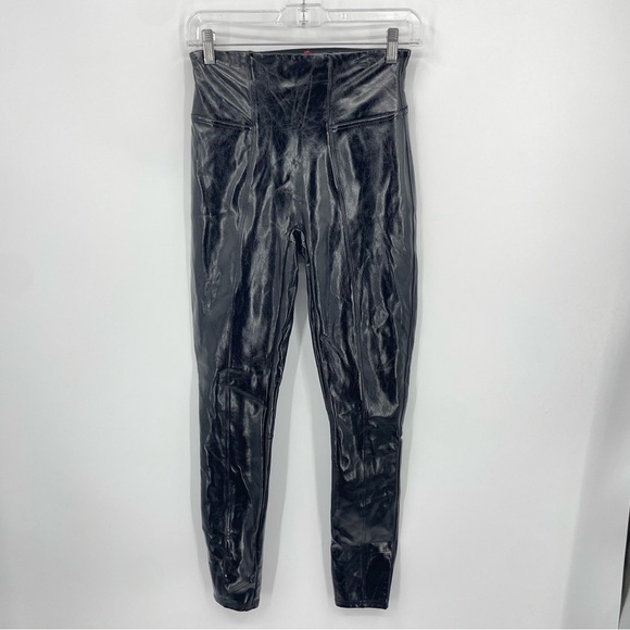 Spanx Shape Faux Leather Patent Leggings High Waist Black Small- 20301R - Picture 2 of 11
